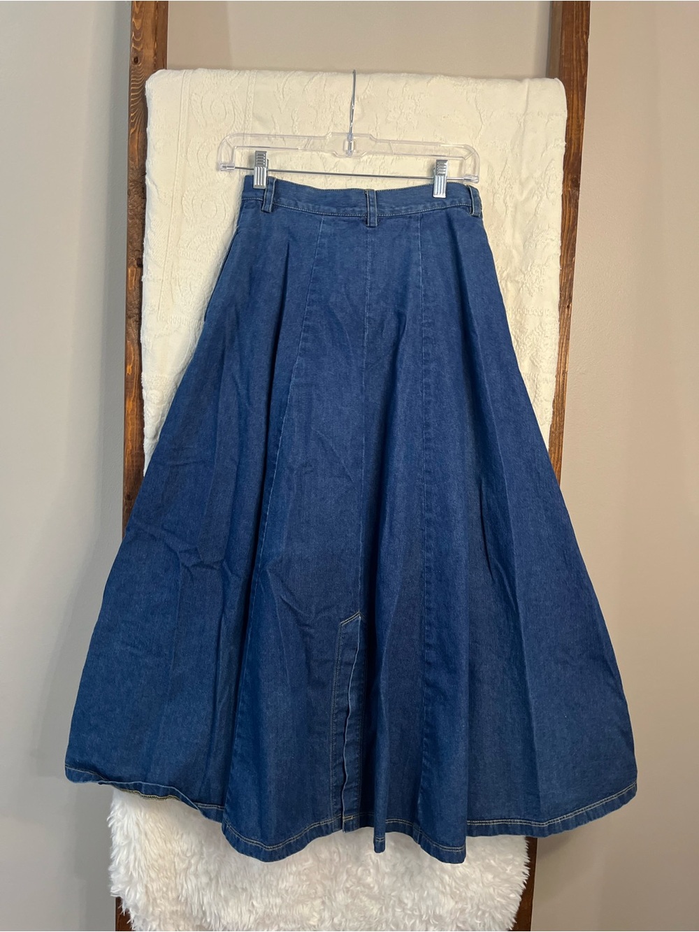 Vintage Eddie Bauer Denim Button-Front Maxi Skirt - Size 6 - Picture 2 of 4